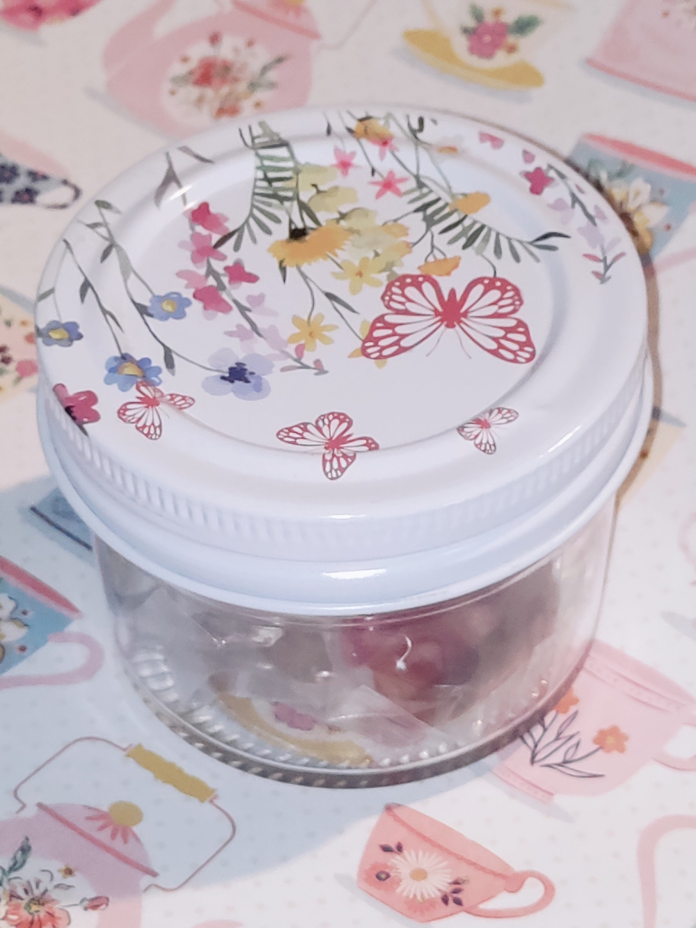 White Floral Butterfly Mystery Jewelry Jar 🫙